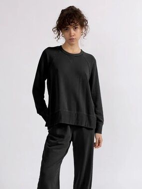 Stateside Softest Fleece Raglan Side Slit Sweatshirt Black Large Made in USA